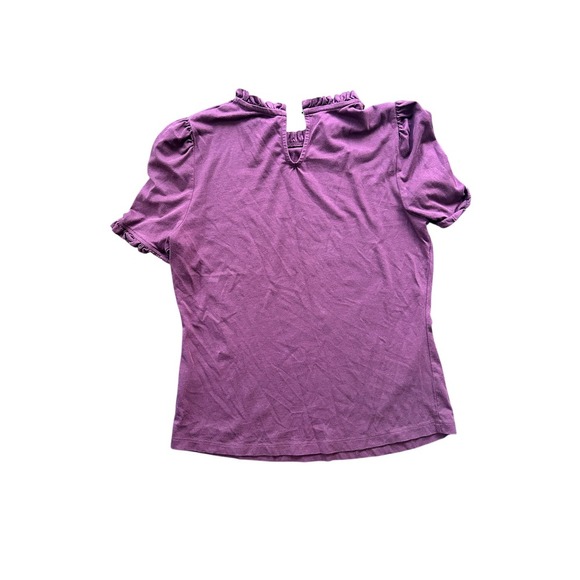 Boden Burgundy Purple Ruffle Mock Neck Puff Sleeve Top US 8 UK 12 Blouse - Picture 5 of 7